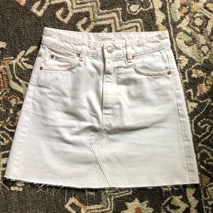 Zara High Waisted White Denim Skirt